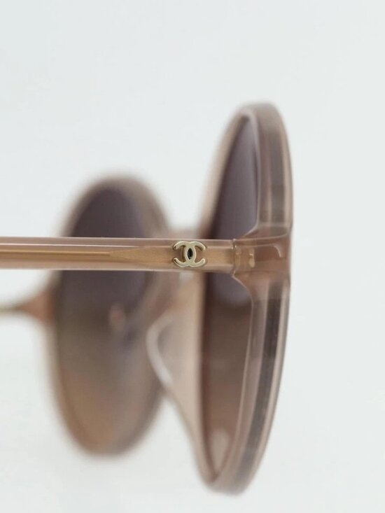 CHANEL COCO Mark Sunglasses plastic Beige CC Auth 176077A main image 4